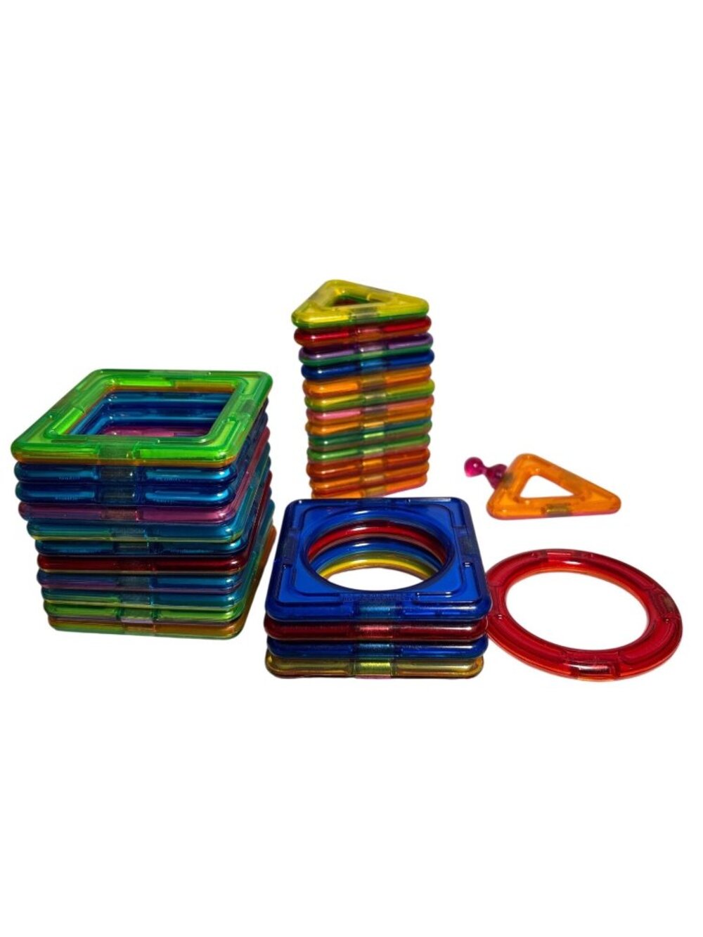 Magnetic Building Tiles Lot of 29 Multicolor Shapes Educational Play